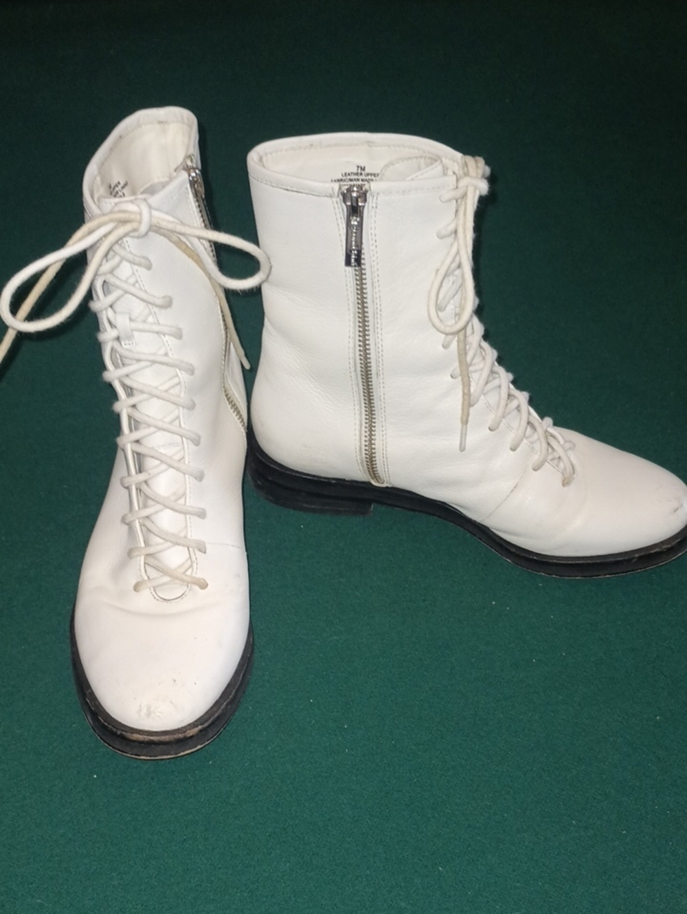 Gianni Bini White Lace-Up Ankle Boots with Side Zip